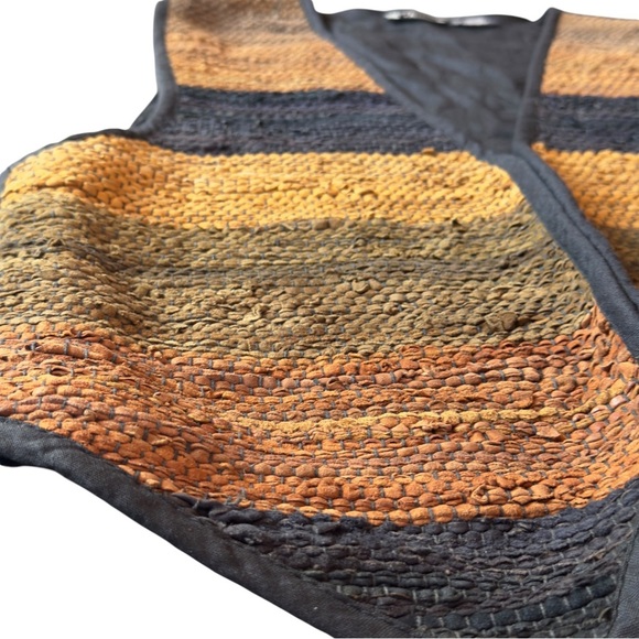 Vintage AJ Woven Leather Vest Genuine Suede Striped Southwest Boho Size Small - Picture 5 of 10